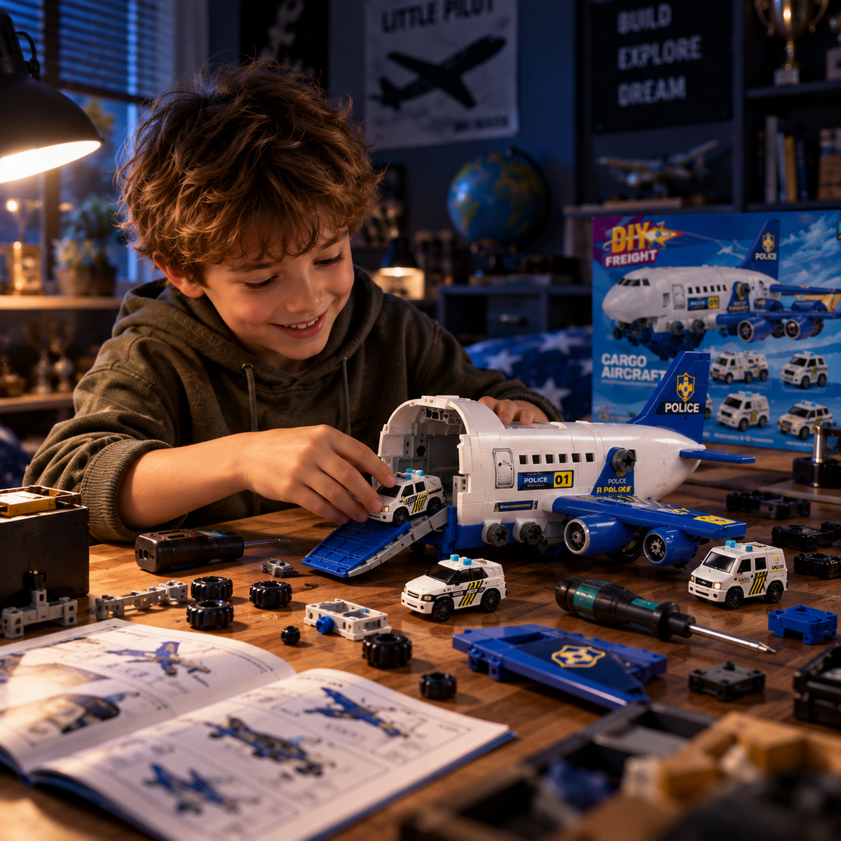 Orlunexa SkyBuilder Cargo Plane Adventure Playset