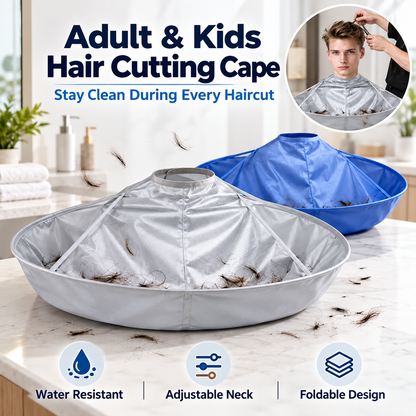 🎁 Portable Waterproof Hair Cutting Cape – Reusable Hair Catcher Bib for Easy Home Haircuts