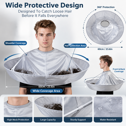 🎁 Portable Waterproof Hair Cutting Cape – Reusable Hair Catcher Bib for Easy Home Haircuts