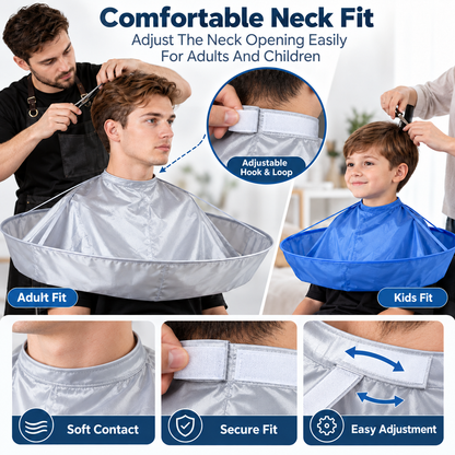 🎁 Portable Waterproof Hair Cutting Cape – Reusable Hair Catcher Bib for Easy Home Haircuts
