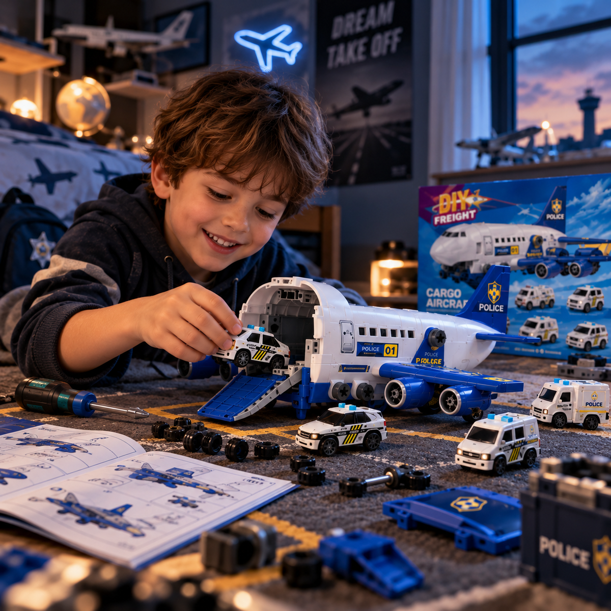Orlunexa SkyBuilder Cargo Plane Adventure Playset