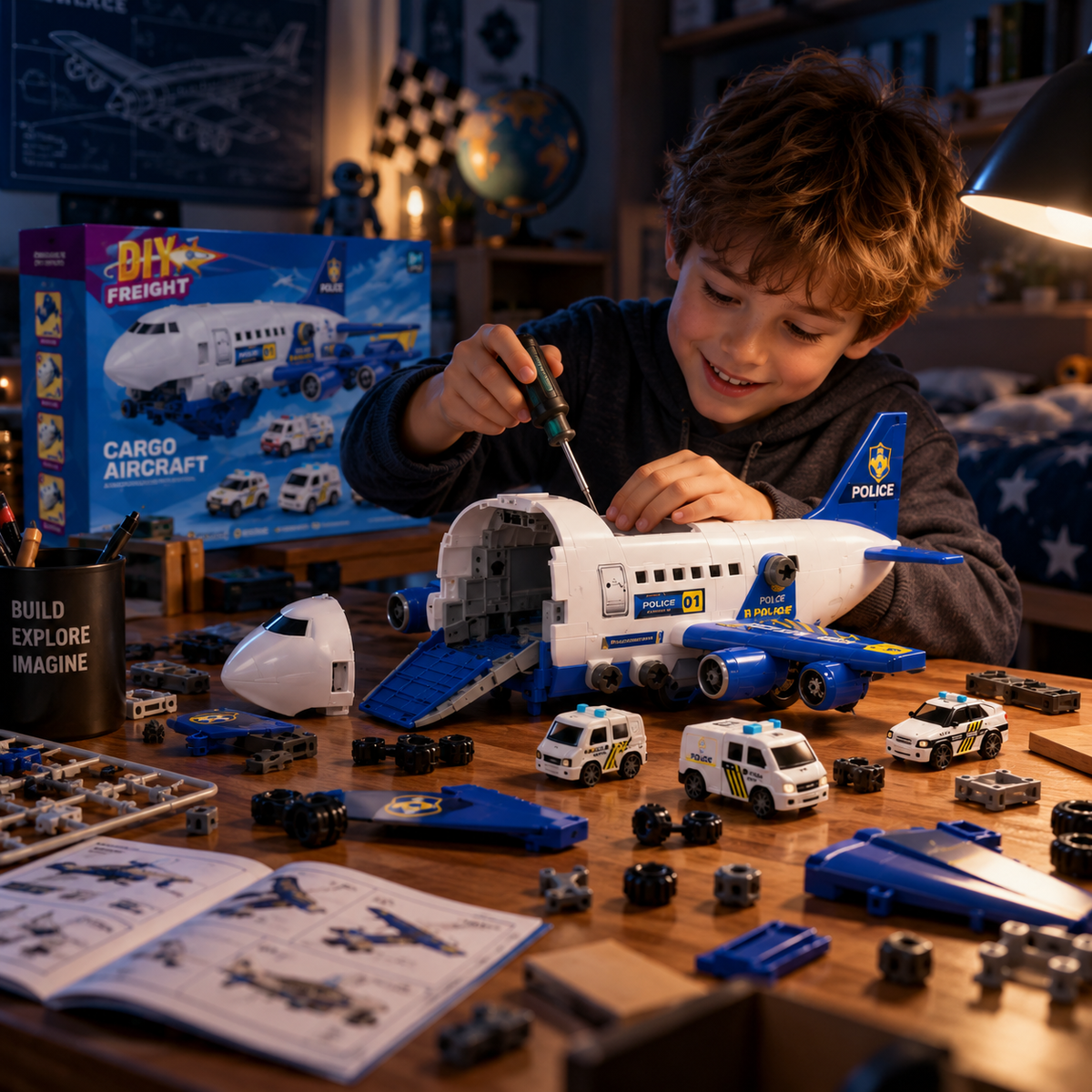 Orlunexa SkyBuilder Cargo Plane Adventure Playset