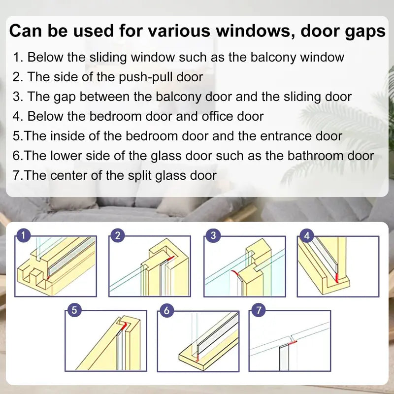 💥💥16.4Ft Door Weather Stripping | Adhesive Draft Stopper Seal Strip for Doors, Windows & Shower Doors