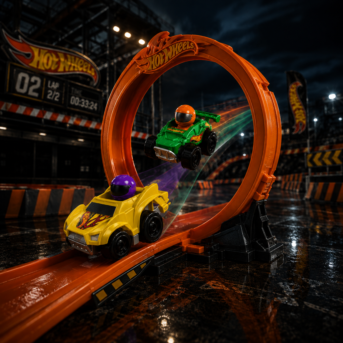 Orlunexa SpiralRush Stunt Speedway Playset with 2 Race Cars