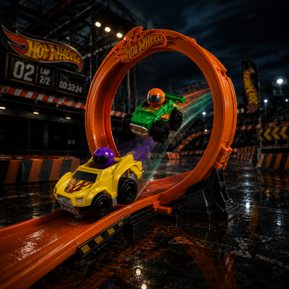 Orlunexa SpiralRush Stunt Speedway Playset with 2 Race Cars