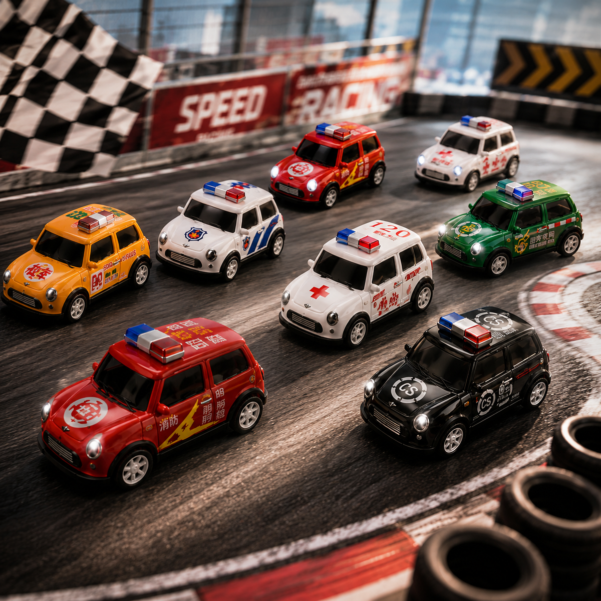 Orlunexa TurboTots 10-Piece Pull-Back Racing Car Set